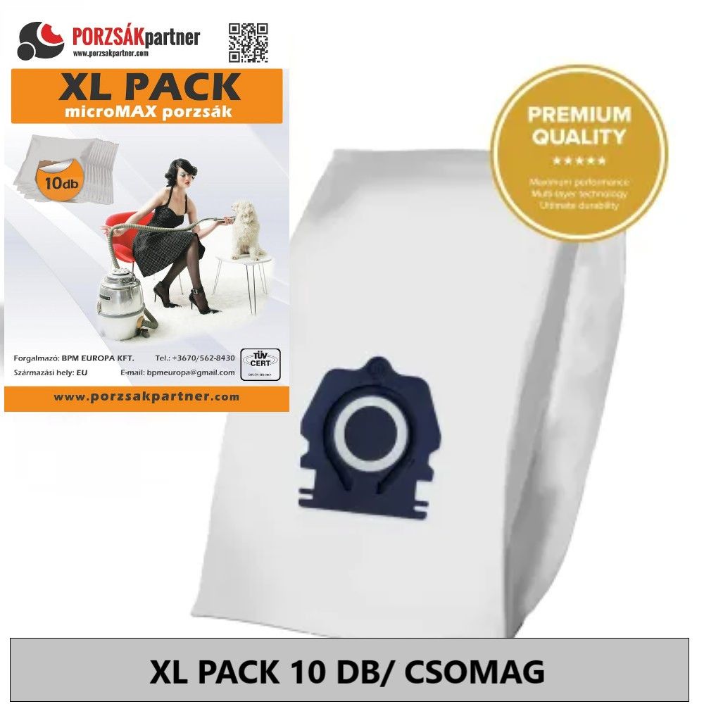Miele Guard M1 / S1 / L1 mikroszálas porzsák – HyClean Pure CO / TU (12557080 / 12557060) helyettesítő, 10 db (XL csomag)