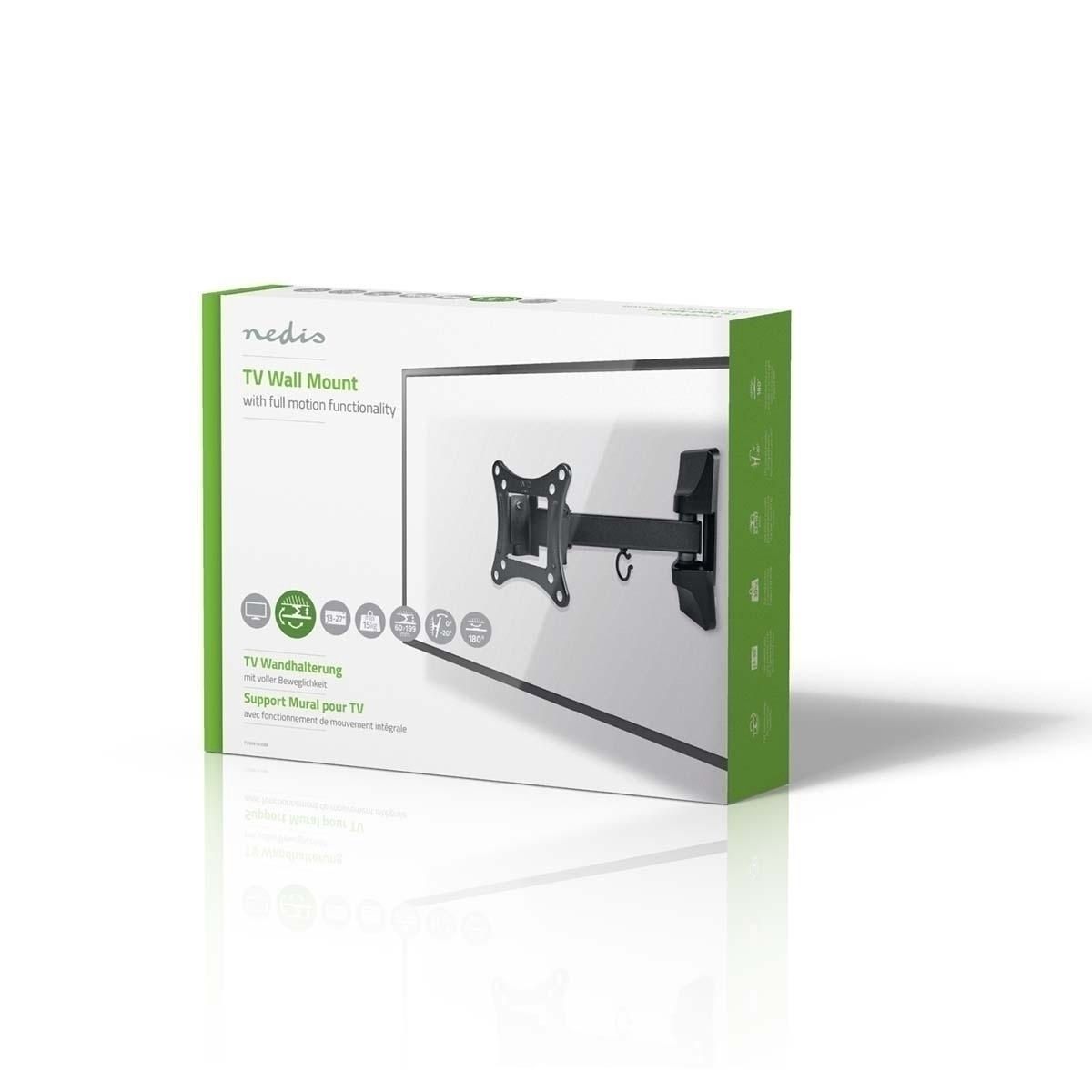Nedis Szabadon Mozgatható Fali TV-tartókonzol | 13-27" | Max 15 kg | 2 Forgáspont (TVWM1410BK)